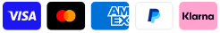 PayPal, Klarna, Visa, Mastercard, American Express